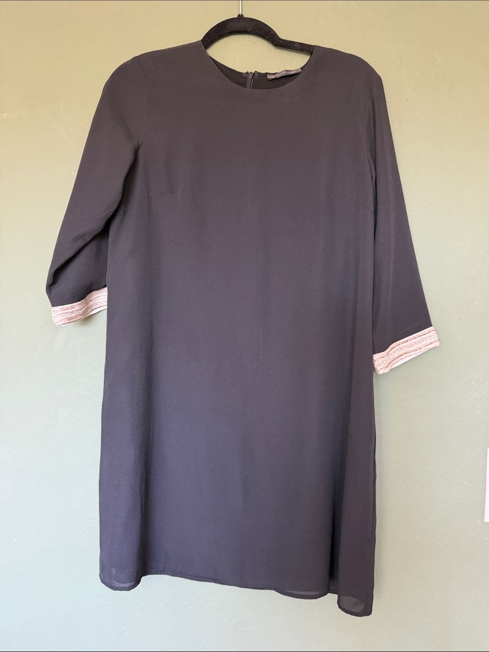 MM Couture Black Midi Dress with Pink Trim Cuffs